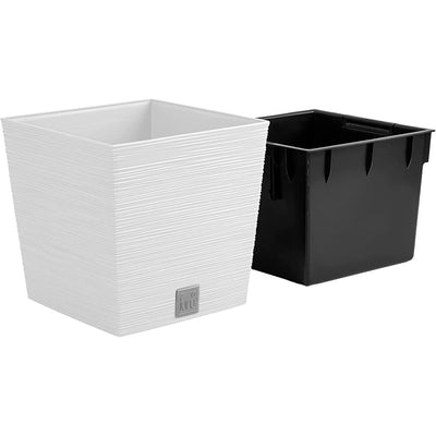 Prosperplast Furu Square Low Blomkruka Med Insats 24 x 24 x 23,5 cm Kapacitet 7,5L Vit