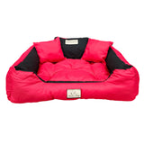 KingDog Hund- Och Kattsäng Med Två Kuddar Hundkudde Husdjurskorg Tvättbar Vattentät PVC-Material (3XL 145x115cm, Röd)