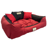 KingDog Hund- Och Kattsäng Med Två Kuddar Hundkudde Husdjurskorg Tvättbar Vattentät PVC-Material (3XL 145x115cm, Röd)