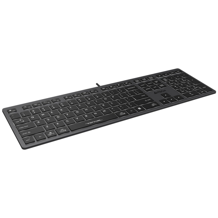 A4tech FX60H QWERTY Speltangentbord 12 Multimedianavigeringsknappar 2 USB Plug & Play-Portar USB-Kontakt Trådbunden Kabellängd 1,5 m (Vit Bakgrundsbelysning)