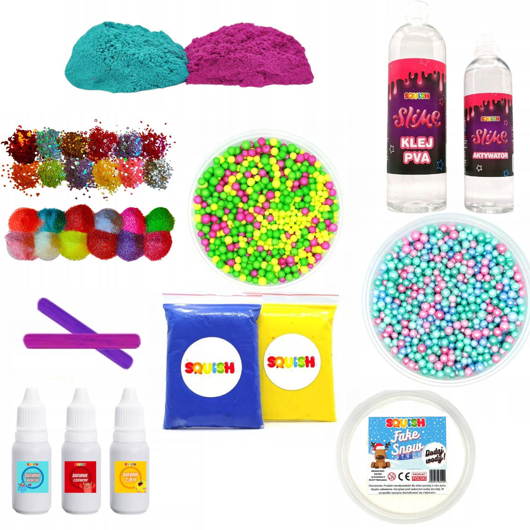 Squish Slime Prestige Making Kit 34in1 Set Med 34 Tillbehör PVA Lim Activator Kinetic Crunchy Butter Glitter Rainbow Confetti Cloud Clear Foam Slime