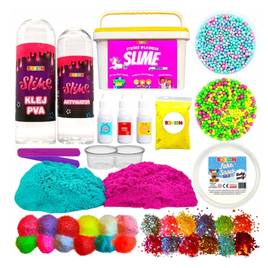 Squish Slime Prestige Making Kit 34in1 Set Med 34 Tillbehör PVA Lim Activator Kinetic Crunchy Butter Glitter Rainbow Confetti Cloud Clear Foam Slime