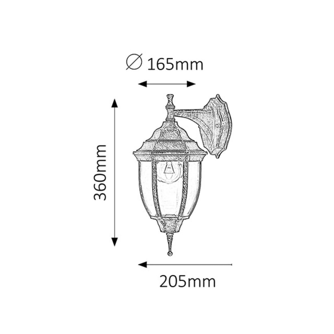 Rabalux Nizza 8451 Antik Guld E27 60W IP43 Vägglampa Perfekt För Trädgården Terrassen Och Andra Platser