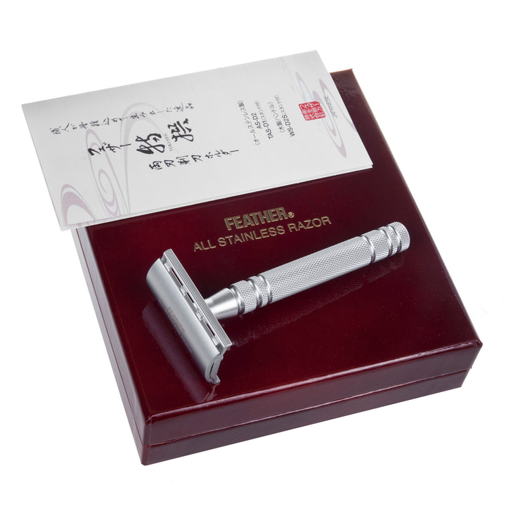 Feather All Stainless Razor Double Edge Rakapparat AS-D2 Japansk Kvalitet Professional