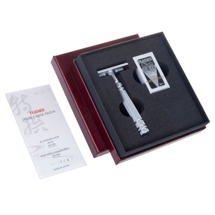 Feather All Stainless Razor Double Edge Rakapparat AS-D2 Japansk Kvalitet Professional