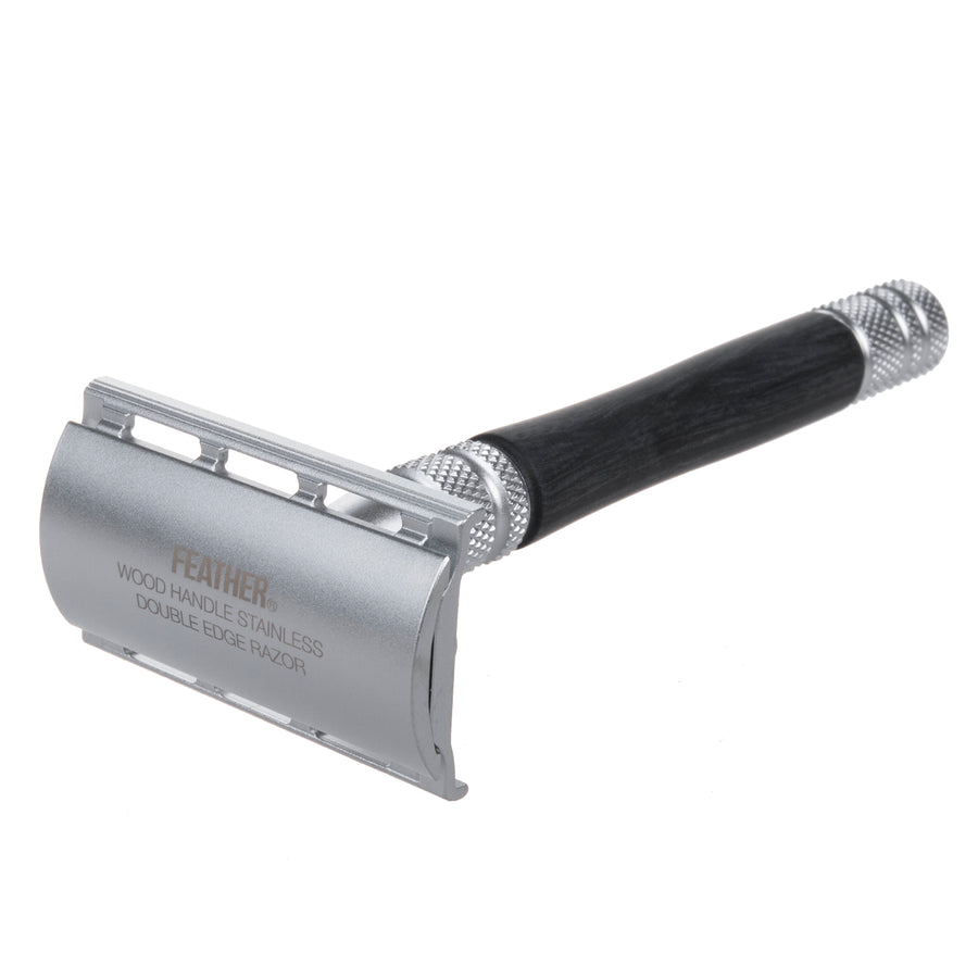 Shaver Feather WS-D2S Razor Blade Shaver Rostfritt Stål Metalldelar Träelement Stand