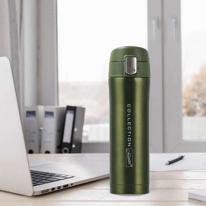 Maestro MR1641 Resemugg Termisk Mugg Isolerande Mugg Rostfritt Stål Av Hög Kvalitet (0,45L, Grön)