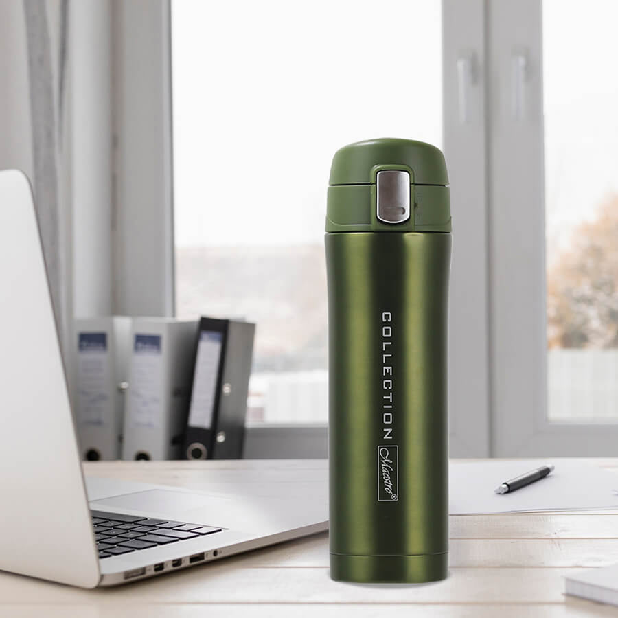 Maestro MR1641 Resemugg Termisk Mugg Isolerande Mugg Rostfritt Stål Av Hög Kvalitet (0,45L, Grön)
