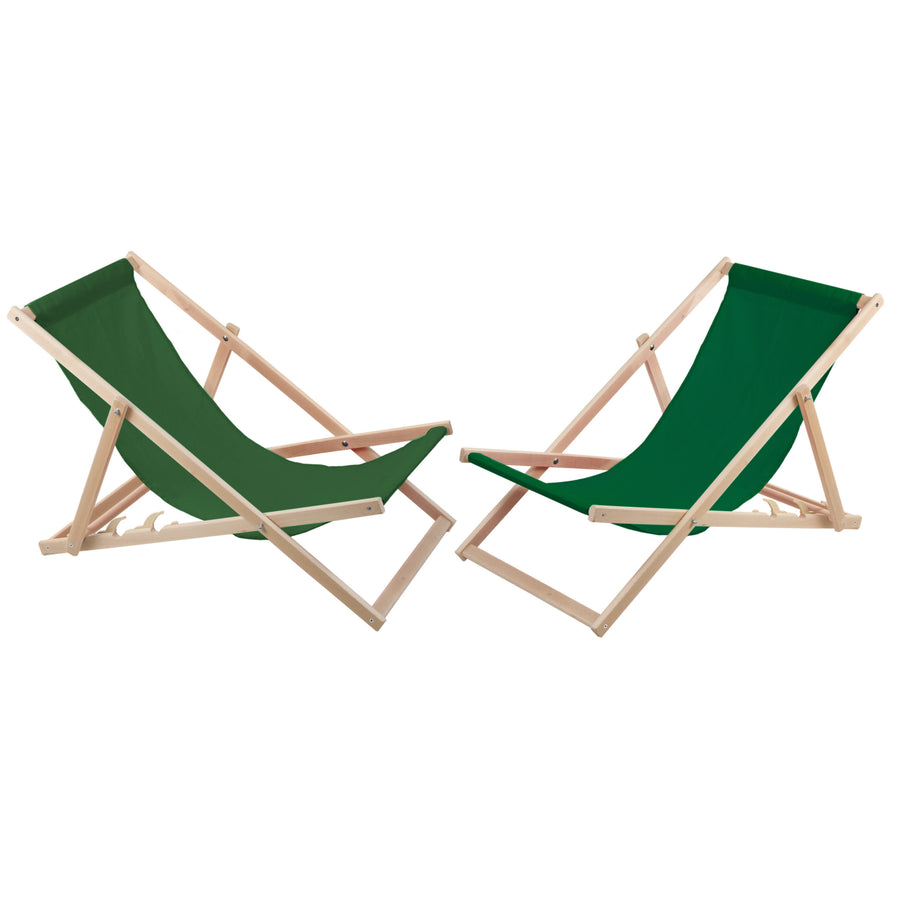 Woodok 2-Sits Solstolsset Av Bokträ Solstol För Självmontering Solstol Trädgårdssäng För Strand Trädgård Balkong Och Terrass Hopfällbar Solstol Upp Till 120 kg Grönt