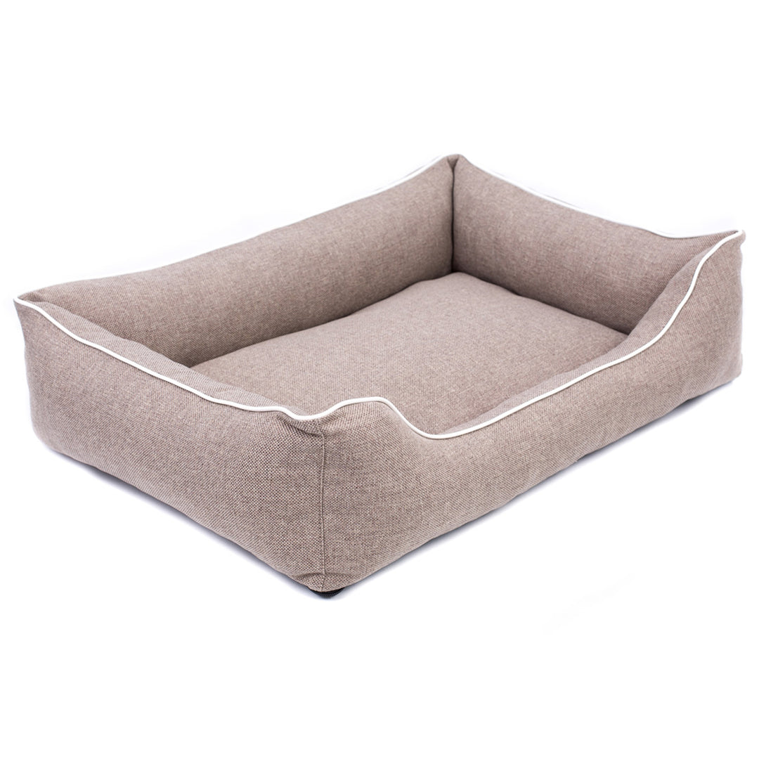Mestizo Mallorca Comfort Sällskapssäng Hundkorg Hundsoffa Gjord Av Slitstarkt Klädseltyg (yttermått: 100x75cm / innermått: 70x53cm, beige/vit)