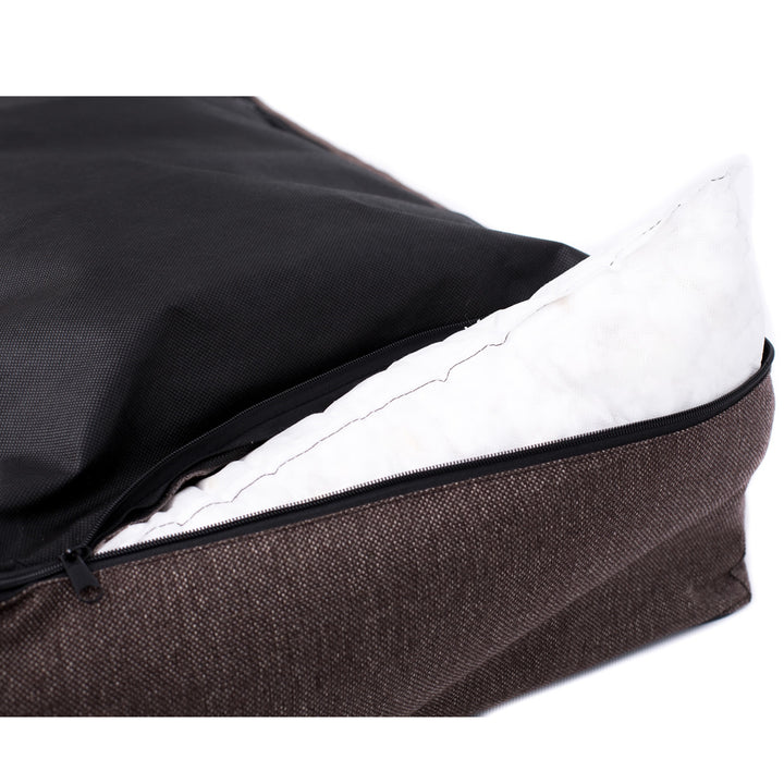 Mestizo Mallorca Comfort Sällskapssäng Hundkorg Hundsoffa Gjord Av Slitstarkt Klädseltyg (yttermått: 100x75cm / innermått: 70x53cm, beige/vit)