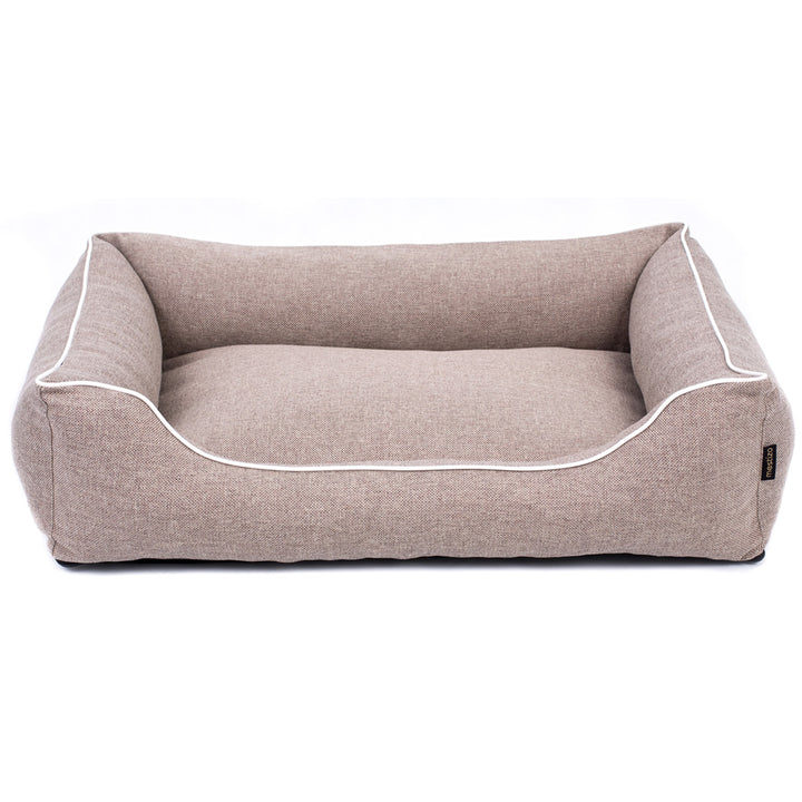 Mestizo Mallorca Comfort Sällskapssäng Hundkorg Hundsoffa Gjord Av Slitstarkt Klädseltyg (yttermått: 100x75cm / innermått: 70x53cm, beige/vit)