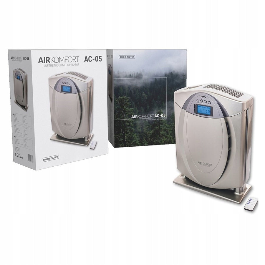AirKomfort AC-05 Luftrenare HEPA- Och Kolfilter 3 Nivåer Av Luftflödesintensitet Fjärrkontroll 12-Timmars Timer