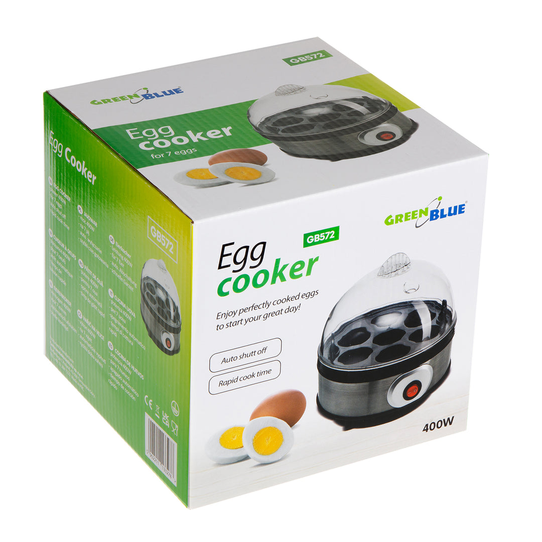 GreenBlue automatisk äggkokare, effekt 400W, upp till 7 ägg, måttkopp, 220-240V~, 50 Hz, GB572