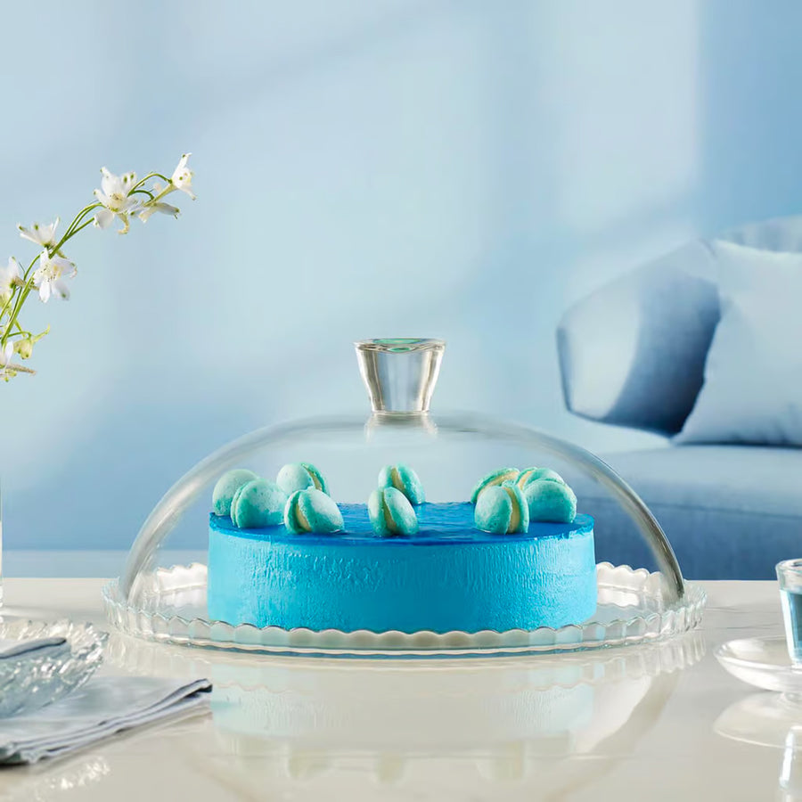 Pasabahce Patisserie Glass Plate with Glass Dome, 32 cm. Elevate your presentation with this elegant combination of glassware.