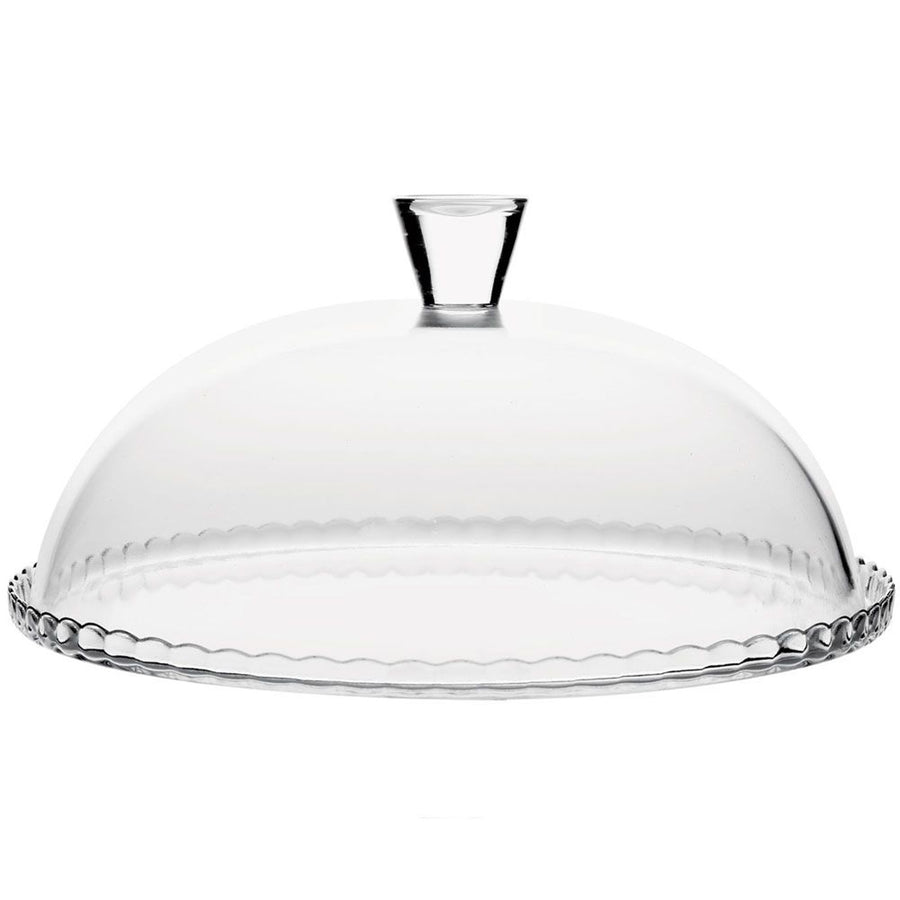 Pasabahce Patisserie Glass Plate with Glass Dome, 32 cm. Elevate your presentation with this elegant combination of glassware.