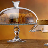 Pasabahce Patisserie Glass Plate with Stand and Lampshade, 32 cm. Elevate your presentation with this uniquely designed glassware.