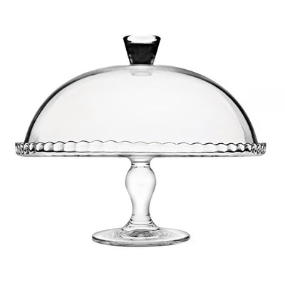 Pasabahce Patisserie Glass Plate with Stand and Lampshade, 32 cm. Elevate your presentation with this uniquely designed glassware.